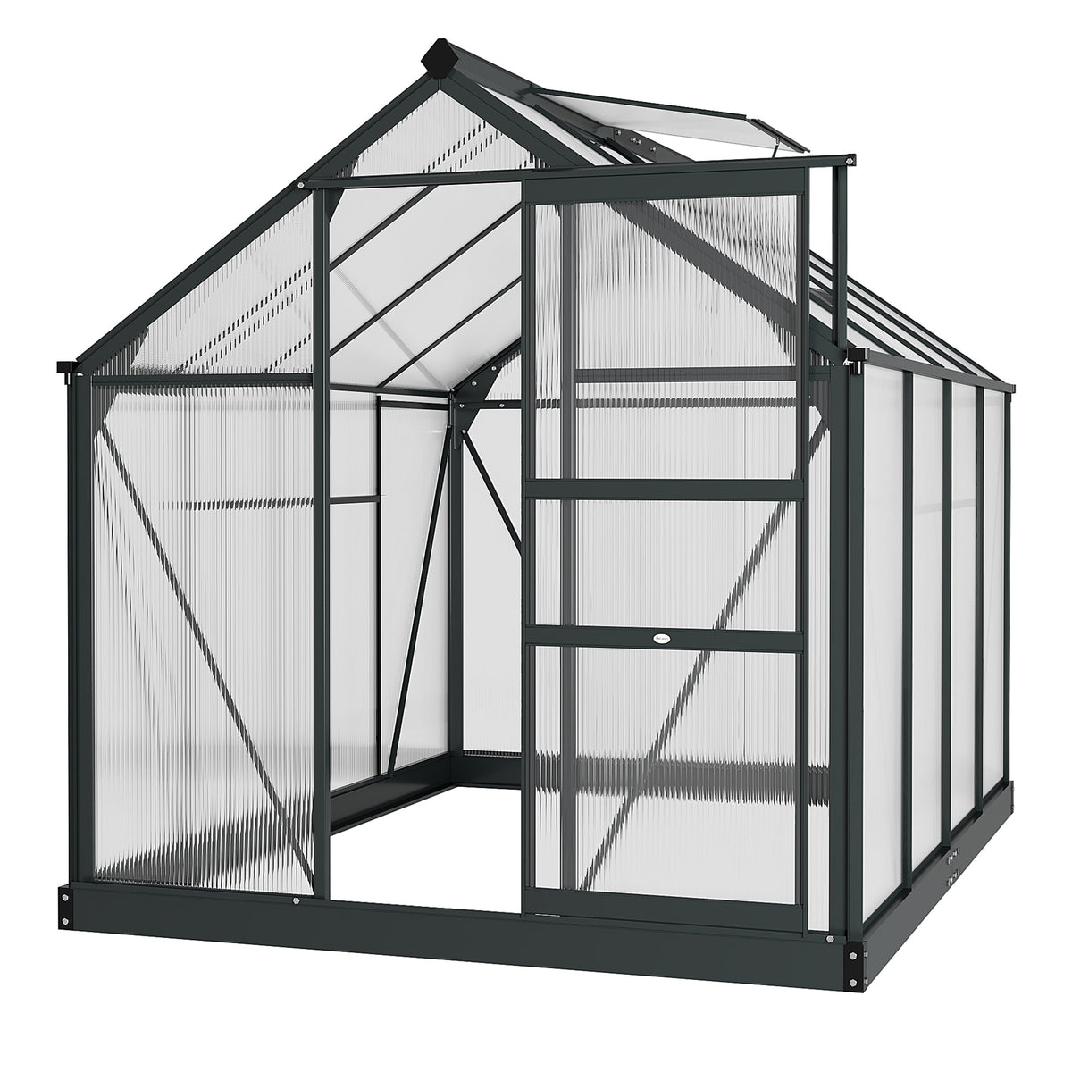 Outsunny BloomGreen 6' x 8' Greenhouse with Rain Gutter and Roof Vent Gray - 845-059GY