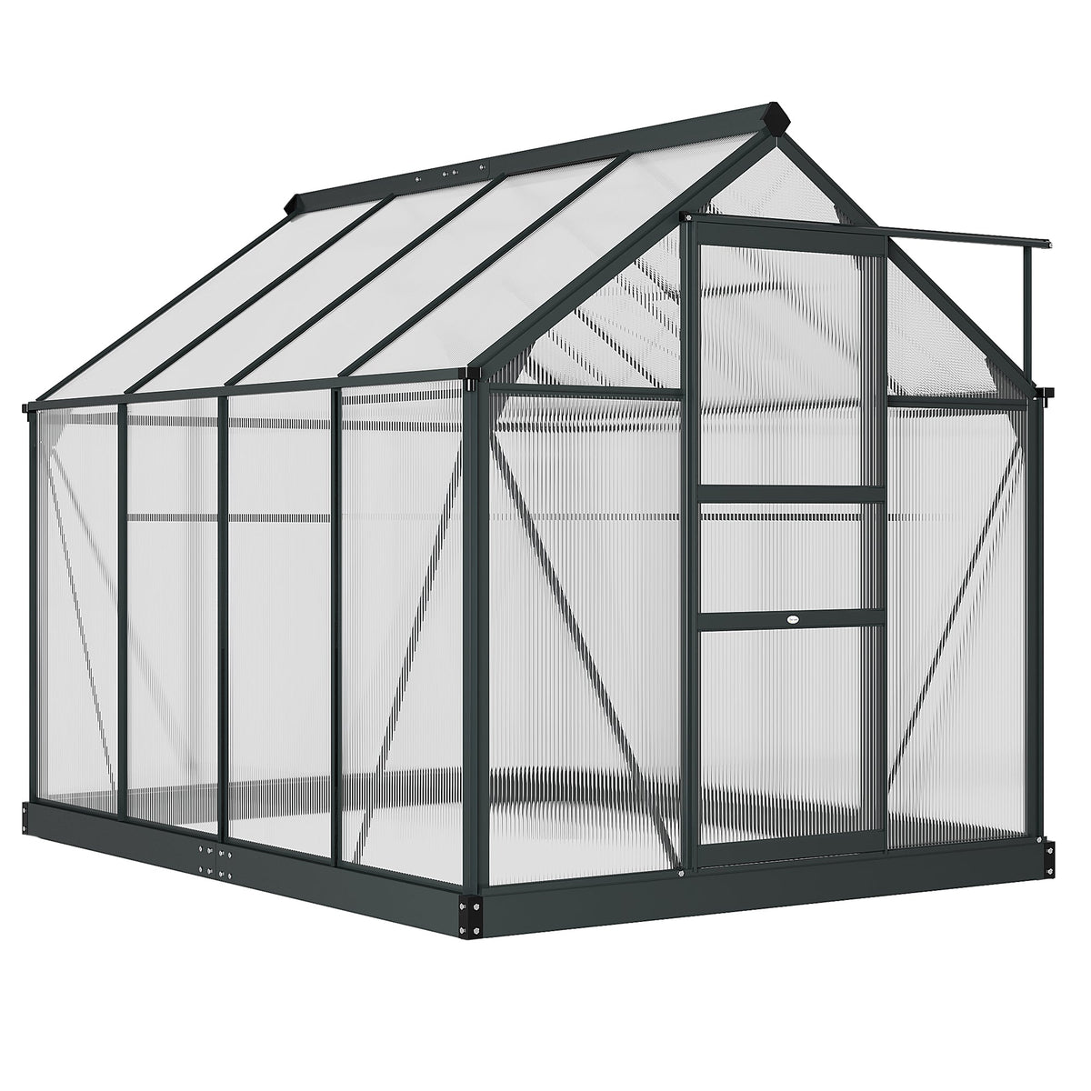 Outsunny BloomGreen 6' x 8' Greenhouse with Rain Gutter and Roof Vent Gray - 845-059GY