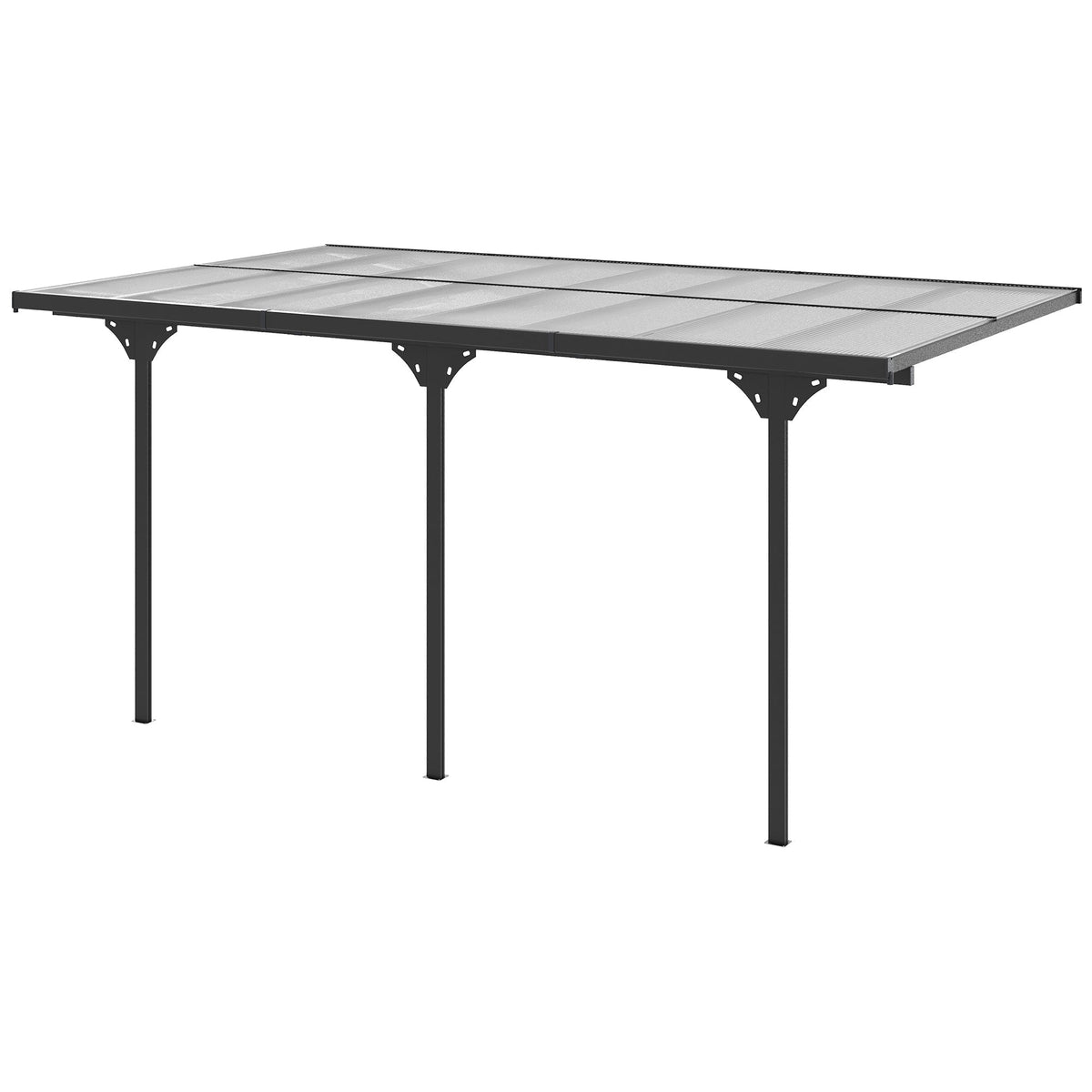 Outsunny 16.5' x 10' Hardtop Pergola with UV-Blocking Transparent Roof, Aluminum Frame, Gray - 84C-182V02LG