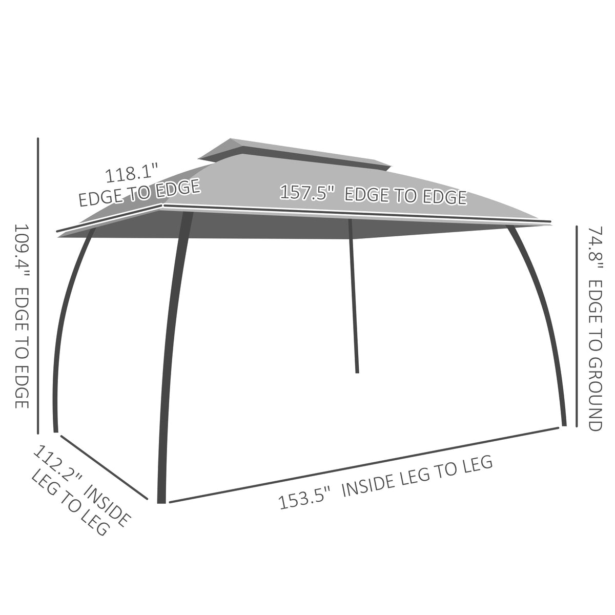 Outsunny 10' x 13' Patio Gazebo with Netting, Curtains & Vented Roof, Dark Gray - 84C-365V02CG