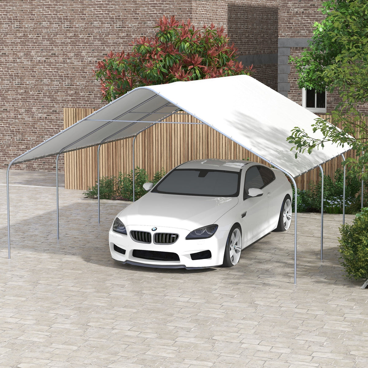 Outsunny 19' x 19.5' Carport, Portable Garage, Anti-UV Cover, Car, Truck, Boat, Catering, Wedding - 84C-524V00WT