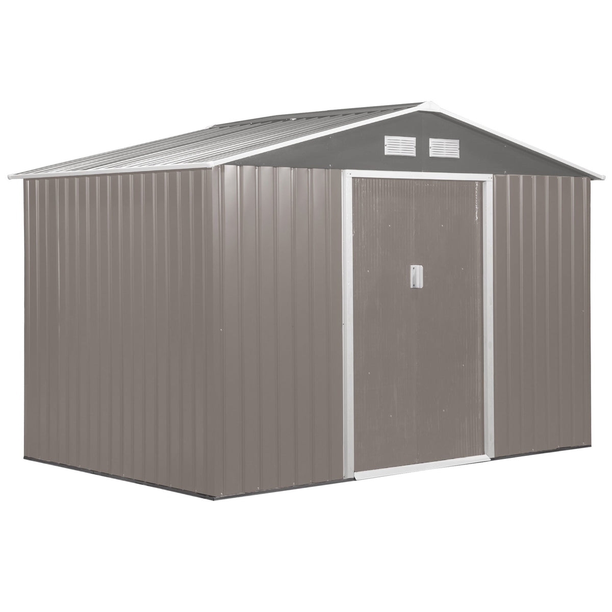 Outsunny EverBase 9' x 6' Outdoor Storage Shed with Foundation Kit, Double Lockable Door & Air Vents, Gray - 845-031GY