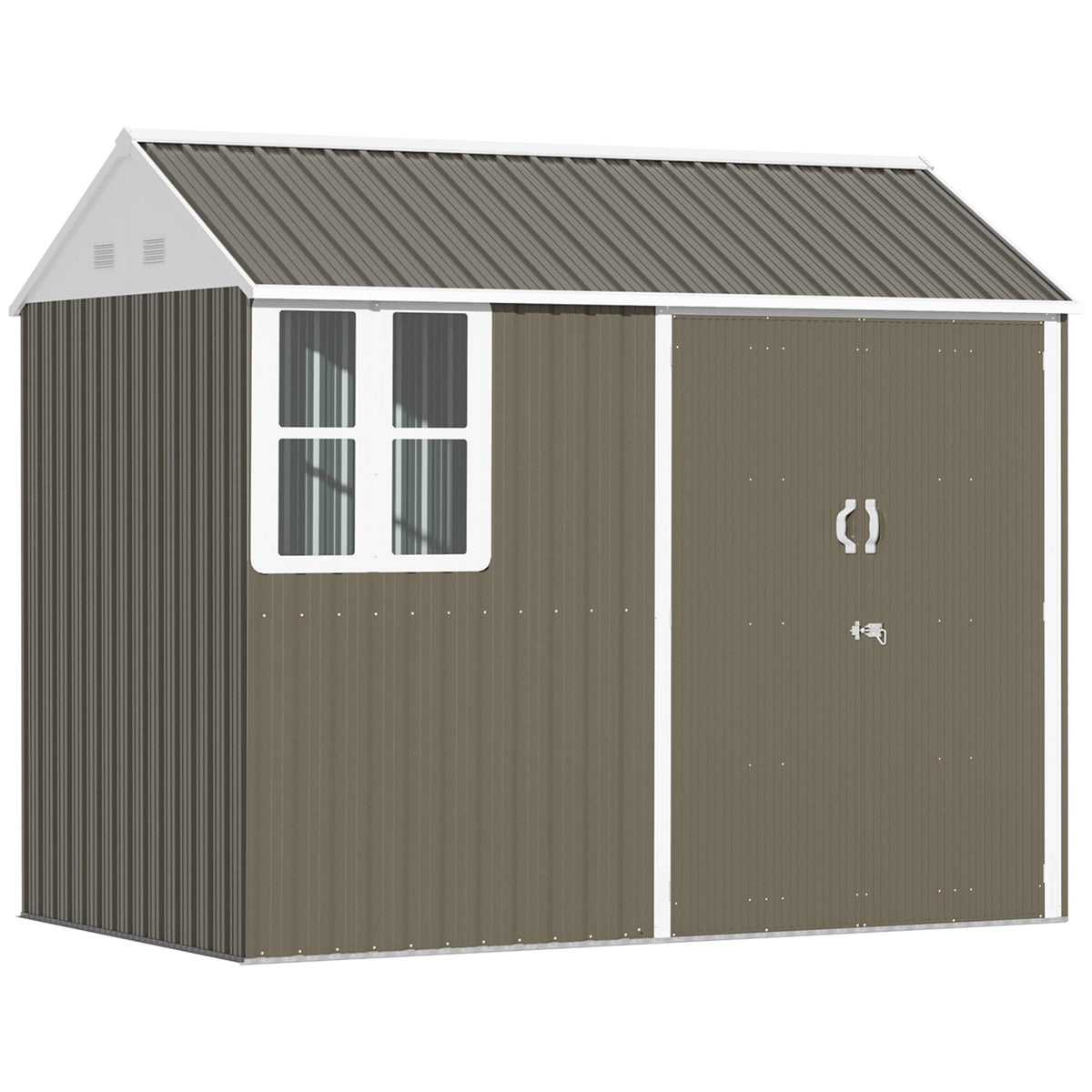 Outsunny 8' x 5.5' Extra Large Garden Shed, Tool Storage with Window, Metal Sloped Roof, Gray - 845-331V01GY