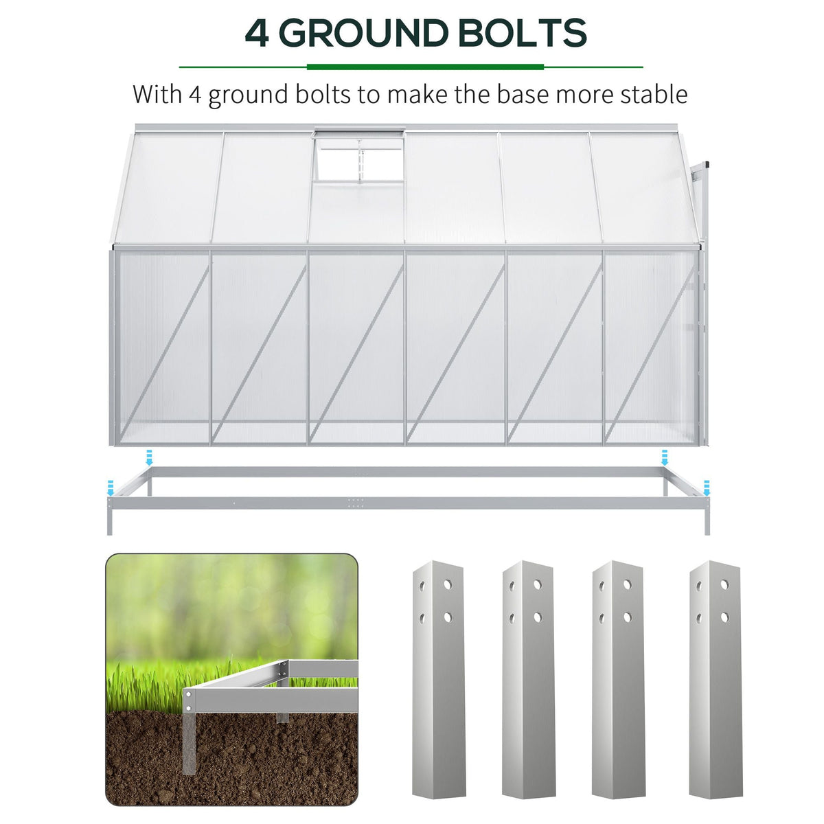 Outsunny BloomGreen 12' x 6' Greenhouse with Adjustable Roof Vent Silver - 845-540V02SR
