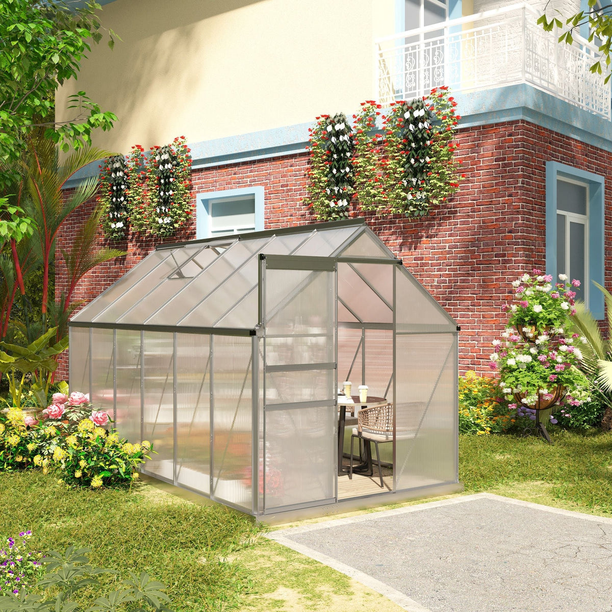 Outsunny BloomGreen 12' x 6' Greenhouse with Adjustable Roof Vent Silver - 845-540V02SR