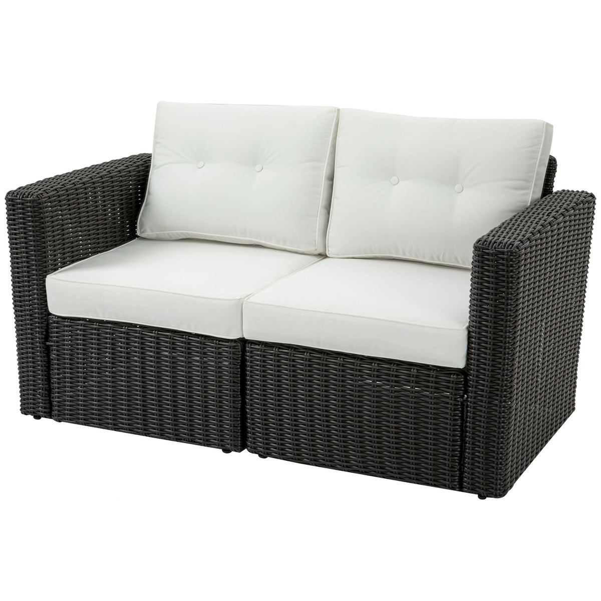 Outsunny 2-Piece Patio Corner Sofa Set with PE Rattan & Padded Cushions, Beige - 860-204CW