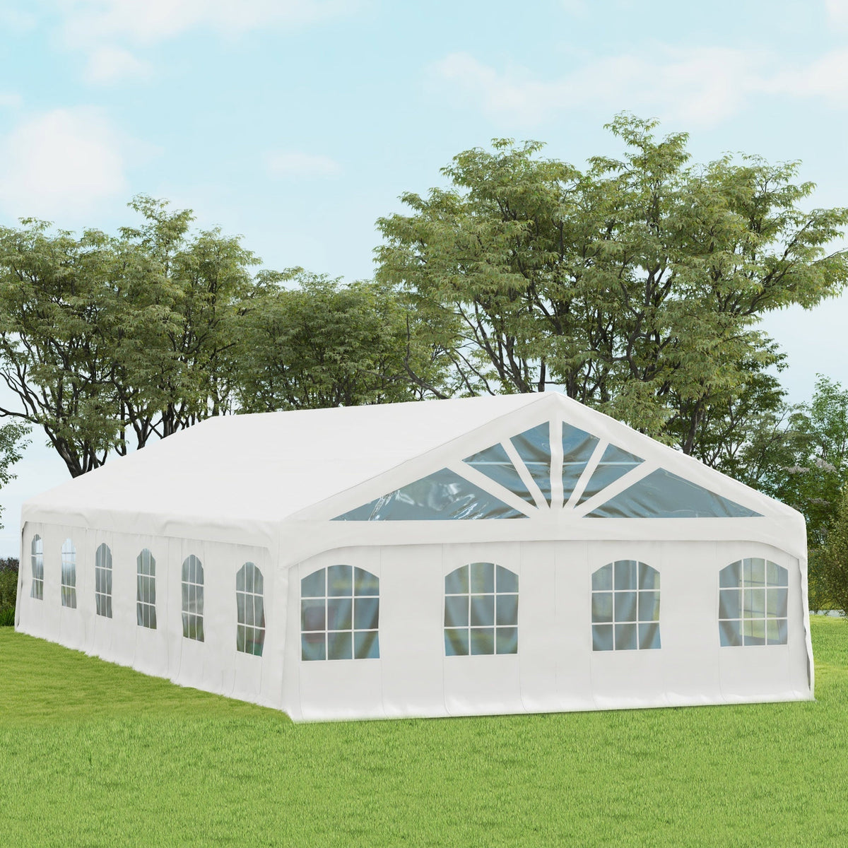 Outsunny 19.5' x 39' Large Sun Shade Canopy Tent for Parties, Weddings, BBQ, White - 84C-512V00WT