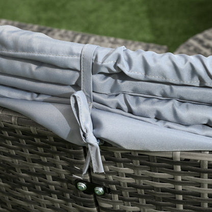 Outsunny Round Outdoor Daybed with Canopy, 4-Piece Sectional Outdoor Sofa, 3 Chairs, Tea Table, Light Gray - 862-047V00GG