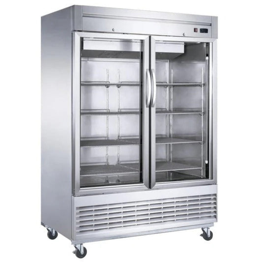 Dukers D55F-GS2 55" Two Glass Door Bottom Mount Reach-In Freezer 40.74 Cu. Ft - D55F-GS2