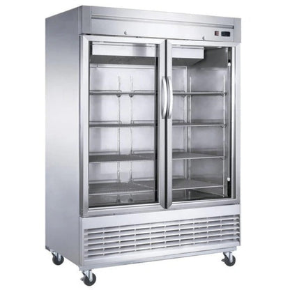 Dukers D55F-GS2 55" Two Glass Door Bottom Mount Reach-In Freezer 40.74 Cu. Ft - D55F-GS2