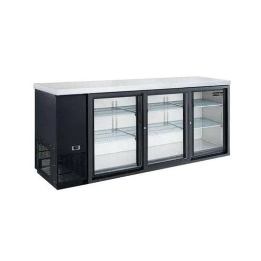 Dukers DBB72-H3 73" Three Swing Door Back Bar Cooler 19.2 Cu. Ft. - DBB72-H3