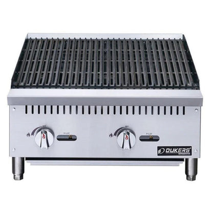 Dukers DCCB24 24" Countertop Gas Radiant Charbroiler with (2) Burners 70,000 BTU - DCCB24