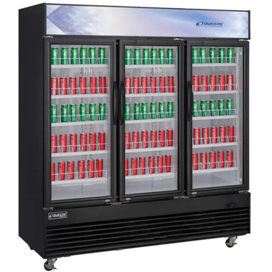 Dukers DSM-69R 78" Three Glass Swing Door Merchandiser Refrigerator 69.43 Cu. Ft. - DSM-69R