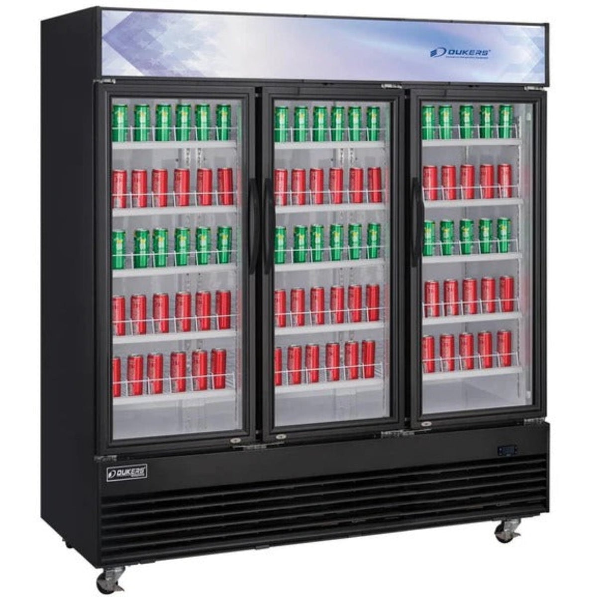 Dukers DSM-69R 78" Three Glass Swing Door Merchandiser Refrigerator 69.43 Cu. Ft. - DSM-69R