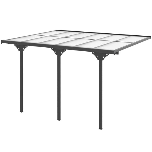 Outsunny 12' x 10' Polycarbonate Pergola, Transparent UV Blocking, Hardtop Gazebo, Aluminum, Gray - 84C-182V01LG