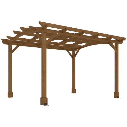 Outsunny 10' x 12' Wood Pergola with Arched Roof Trellis for Climbing Plants, Dark Brown - 84C-572V00DR