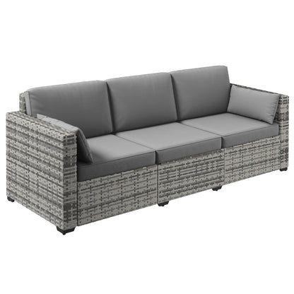 Outsunny 3-Seater Deep Seating Outdoor Sofa with Removable Cushions, Gray - 860-308V00GY