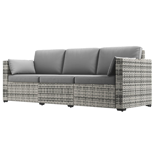 Outsunny 3-Seater Deep Seating Outdoor Sofa with Removable Cushions, Gray - 860-308V00GY