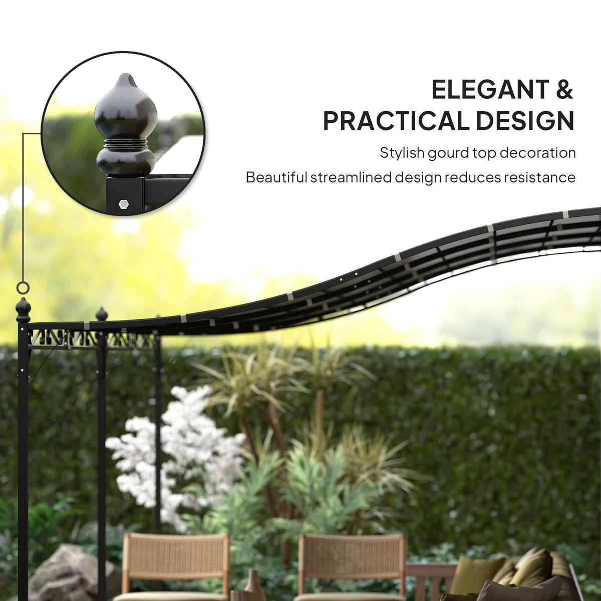 Outsunny 10' x 16' Wall-Mounted Pergola Canopy, Metal Patio Canopy, Drainage Holes, Dark Gray - 84C-582V00CG