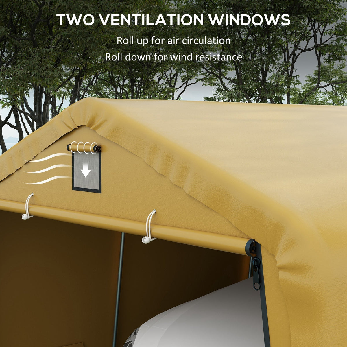 Outsunny 12' x 20' Portable Garage, Heavy Duty Carport, Ventilation Windows, Large Roll-up Door, Yellow - 84C-451V00BG