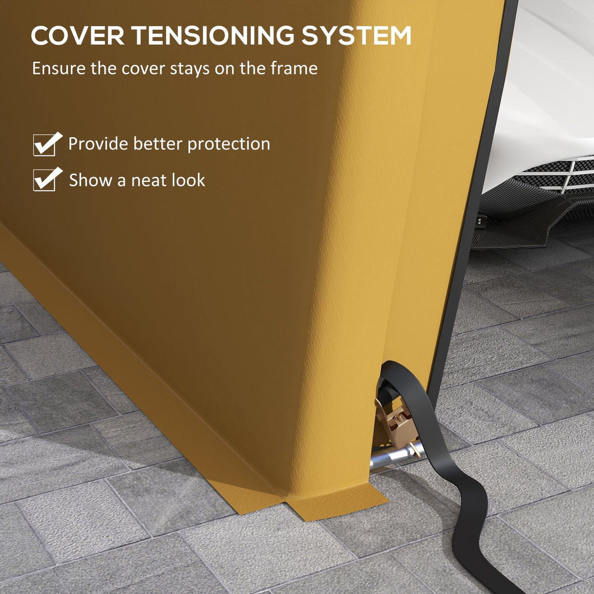 Outsunny 12' x 20' Portable Garage, Heavy Duty Carport, Ventilation Windows, Large Roll-up Door, Yellow - 84C-451V00BG