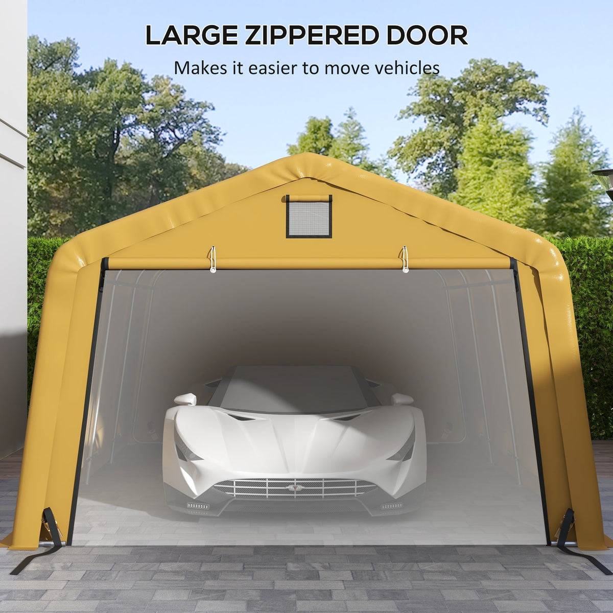 Outsunny 12' x 20' Portable Garage, Heavy Duty Carport, Ventilation Windows, Large Roll-up Door, Yellow - 84C-451V00BG