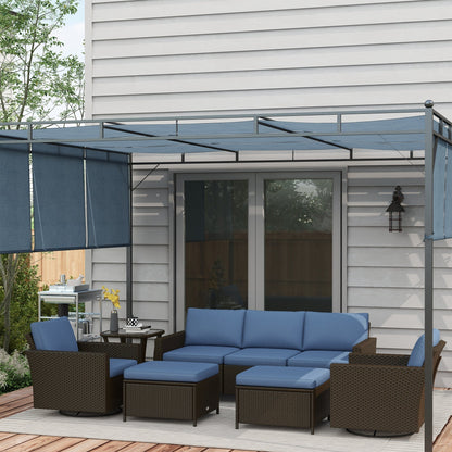 Outsunny 6-Piece Rattan Patio Set with 3-Seater Sofa, Swivel Rockers & 2-Tier Table, Deep Coffee - 860-312V00CF