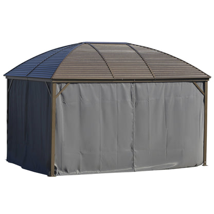 Outsunny 10' x 13' Hardtop Gazebo with Curtains, Netting, Steel Roof, Ceiling Hook, Gray - 84C-097CG