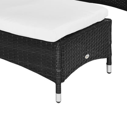 3-Piece Patio Chaise Lounge Chair with Table, 5-Level Adjustable Backrest & Wheels, Black - 862-011BK