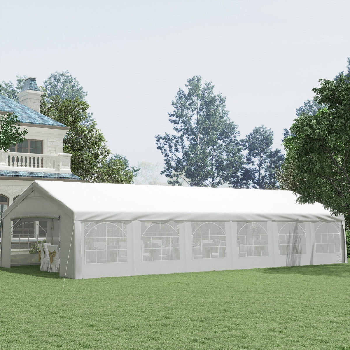 Outsunny 20' x 40' Heavy-duty Party & Wedding Tent with Sidewalls, White - 84C-020