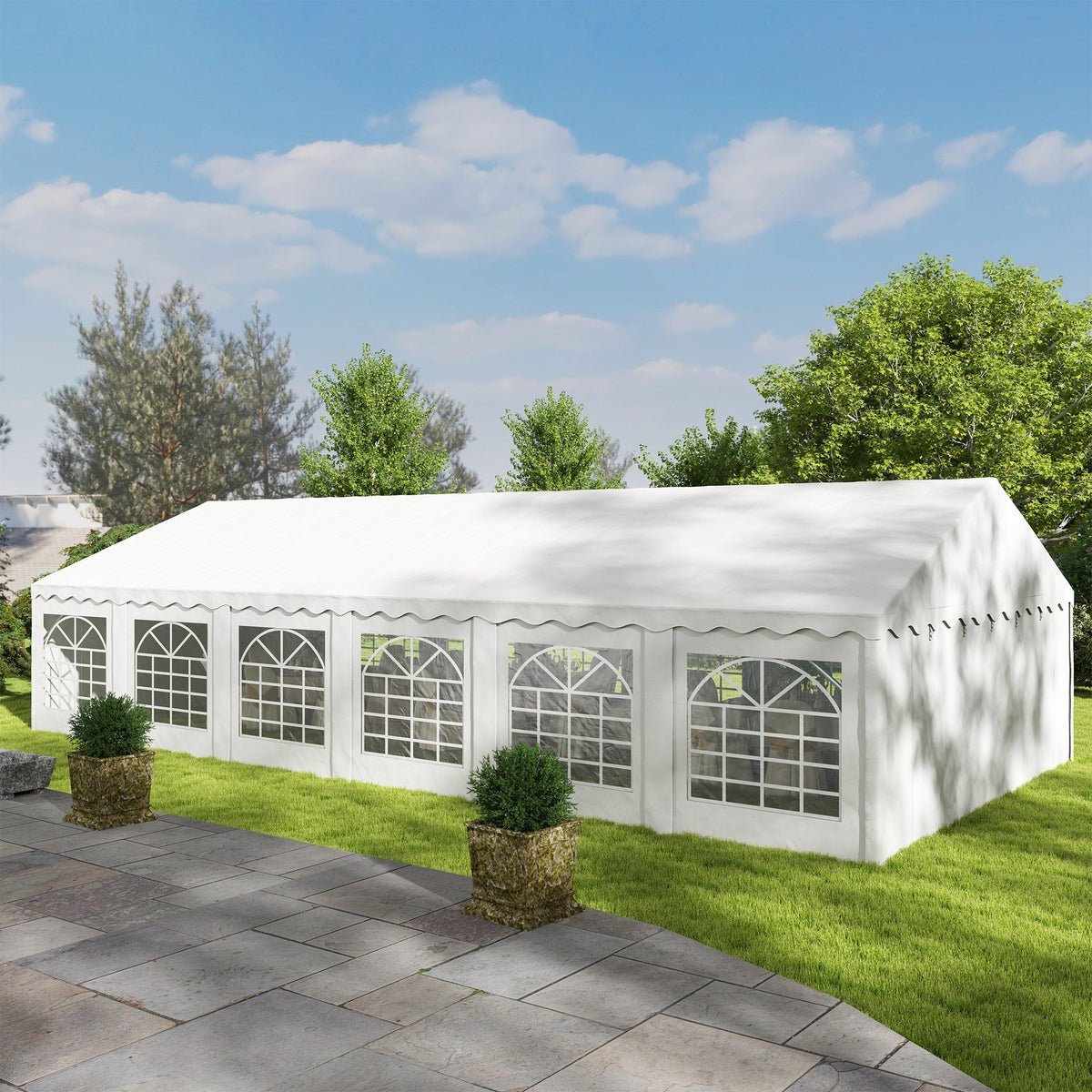 Outsunny 20' x 40' Party Tent with Removable Sidewalls, 12 Windows, White - 84C-538V00WT