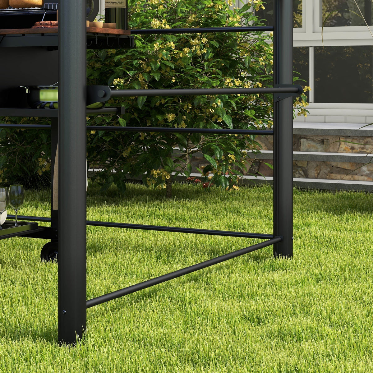 Outsunny 8' x 5' Grill Gazebo Shelter with Vented PC Roof, Side Shelves - 84C-237V01CG
