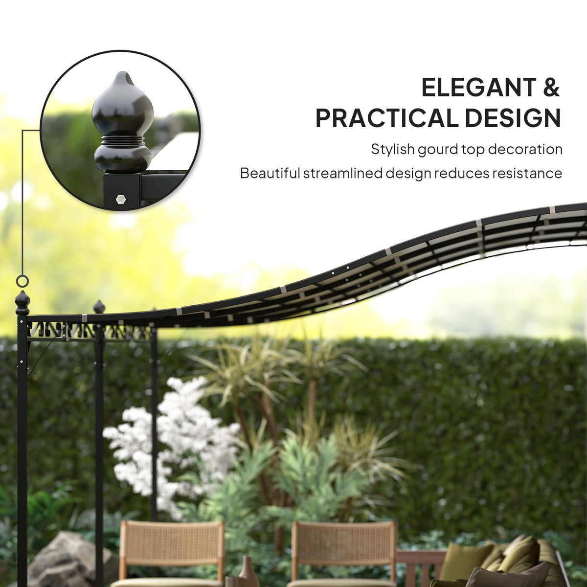Outsunny 10' x 16' Wall-Mounted Metal Patio Canopy with Drainage Holes, Cream White - 84C-582V00CW