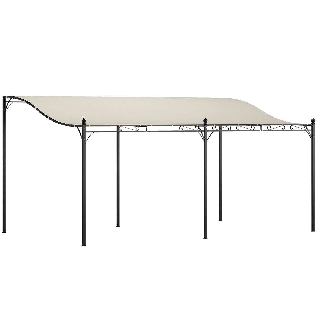 Outsunny 10' x 16' Wall-Mounted Metal Patio Canopy with Drainage Holes, Cream White - 84C-582V00CW