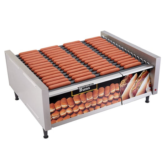 Star 8A-75STBD-230V Grill-Max® 75 Dogs 230V Roller Grills Analogue Controls Staltec with Bun Door - 8A-75STBD-230V