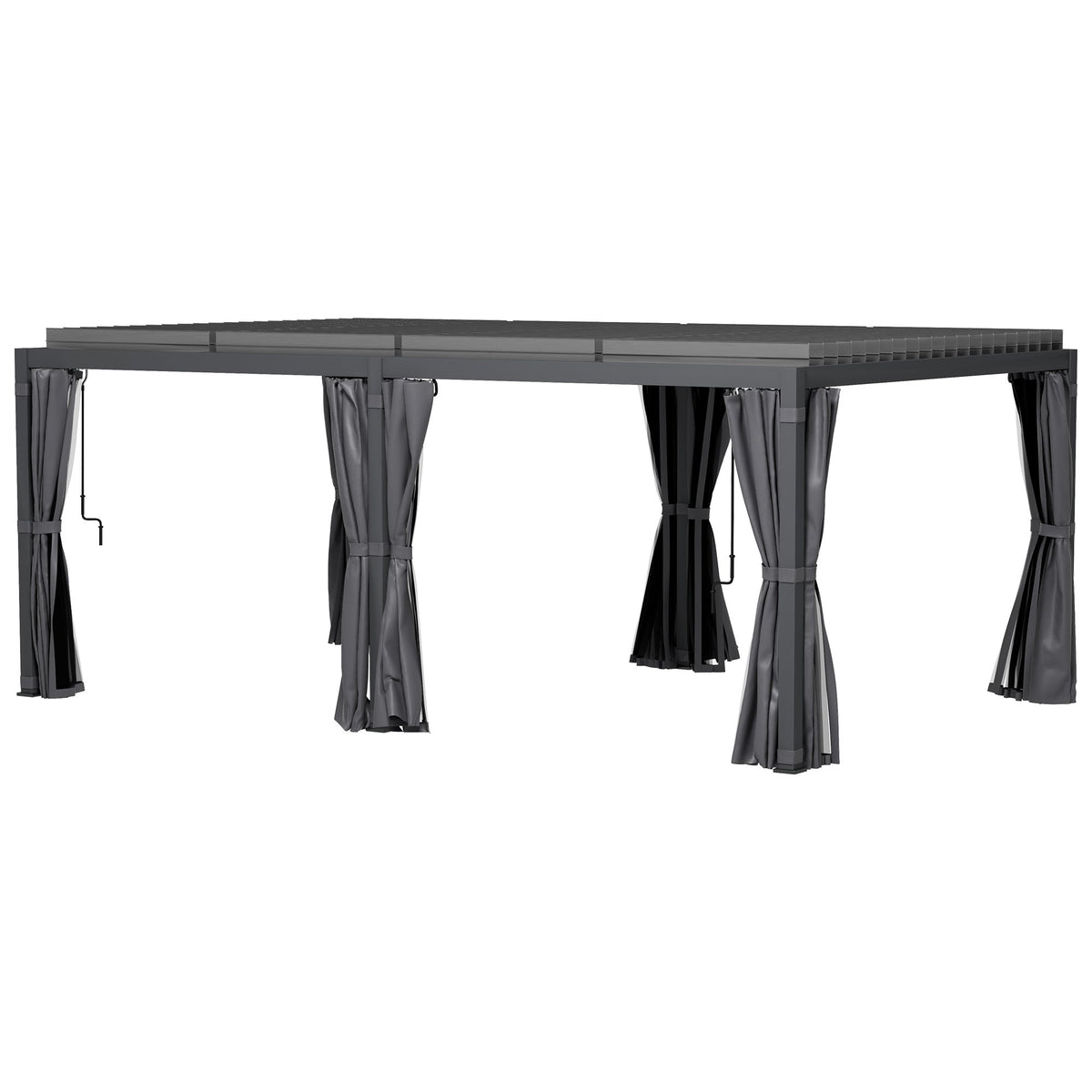 Outsunny 12' x 19' Aluminum Pergola with Adjustable Louvers, Curtains & Netting, Dark Gray- 84C - 509V00CG