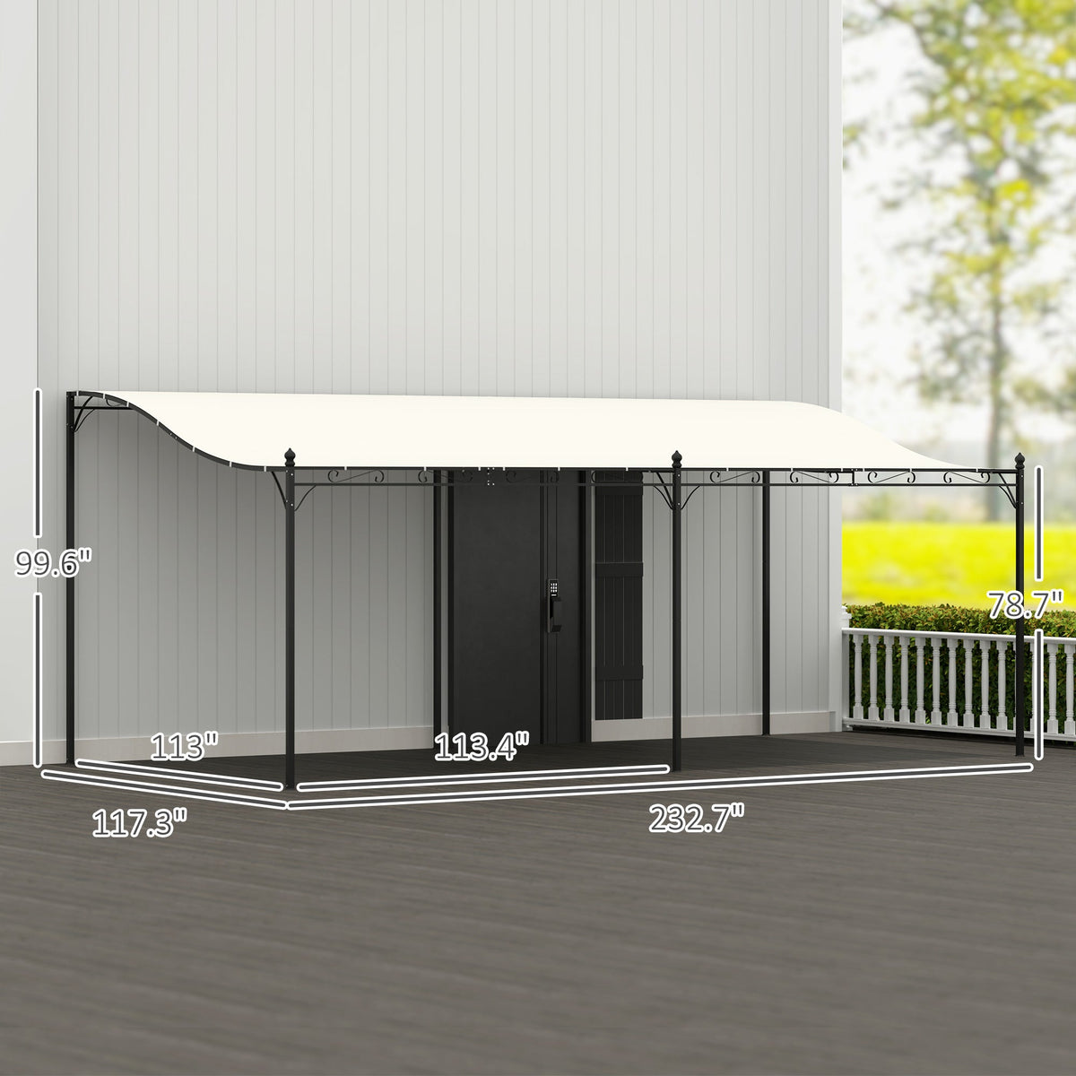 Outsunny 10' x 20' Wall-Mounted Metal Pergola Canopy with Drainage Holes in Cream White - 84C-582V01CW