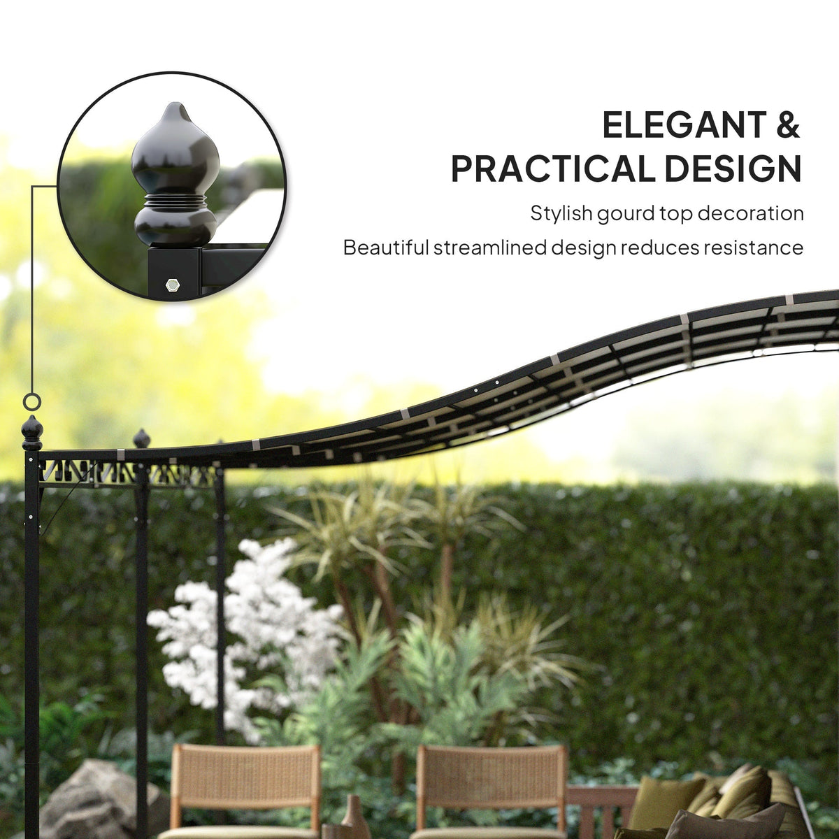 Outsunny 10' x 20' Wall-Mounted Metal Pergola Canopy with Drainage Holes in Cream White - 84C-582V01CW