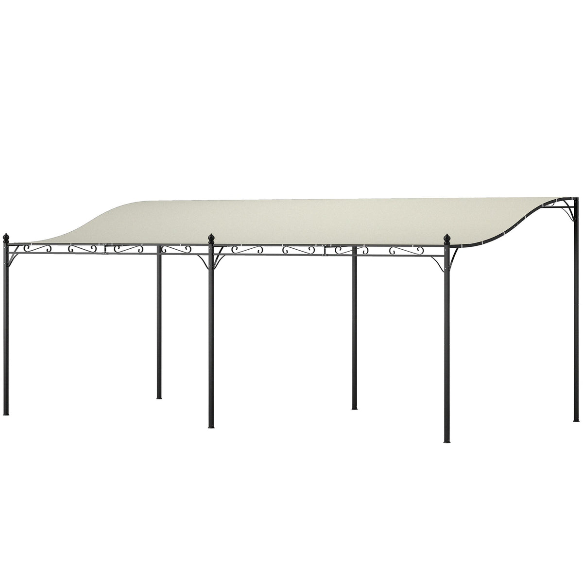 Outsunny 10' x 20' Wall-Mounted Metal Pergola Canopy with Drainage Holes in Cream White - 84C-582V01CW