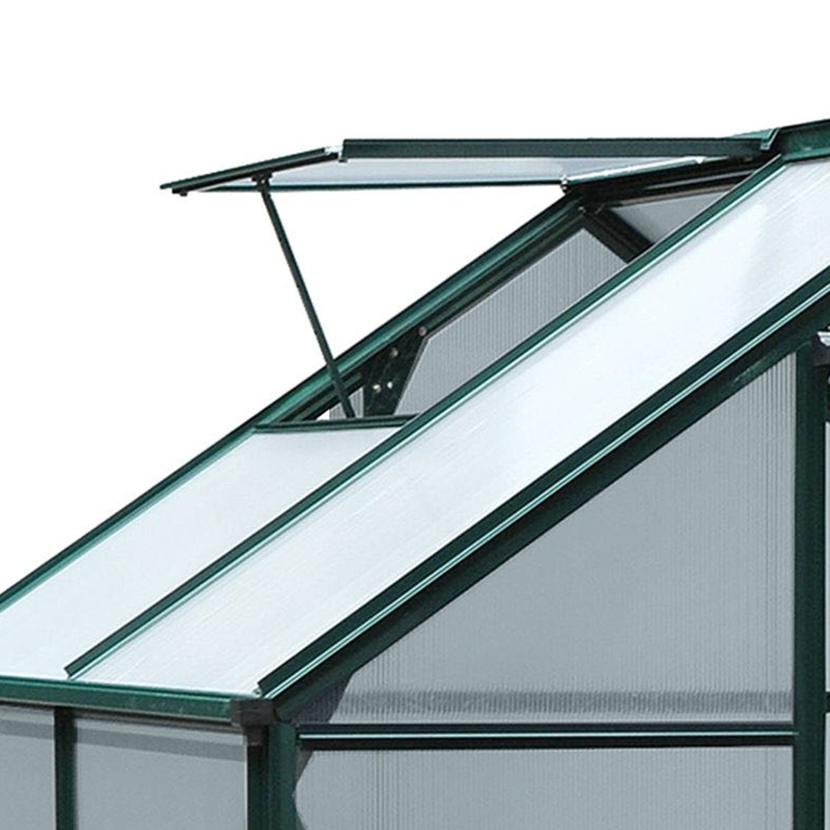 Outsunny 6' x 4' Polycarbonate Greenhouse with Rain Gutter and Roof Vent for Outdoor Garden, Dark Green - 845-057