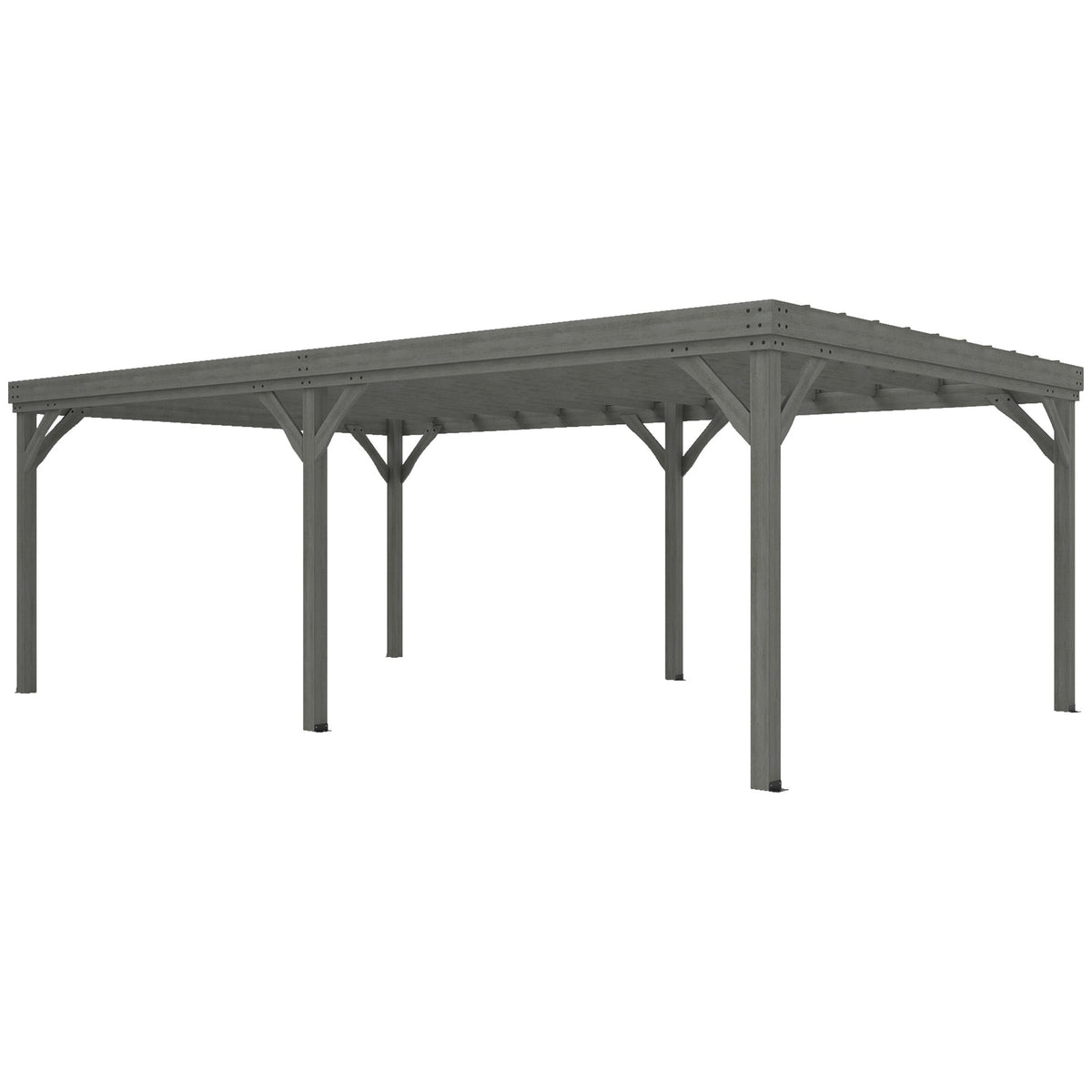 12' x 20' Wooden Pergola with Grape Vine Design & Concrete Anchors, Gray