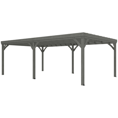12' x 20' Wooden Pergola with Grape Vine Design & Concrete Anchors, Gray