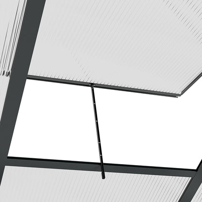 Outsunny 6' x 6' Polycarbonate Greenhouse with Rain Gutter and Roof Vent for Outdoor Garden, Gray - 845-058GY