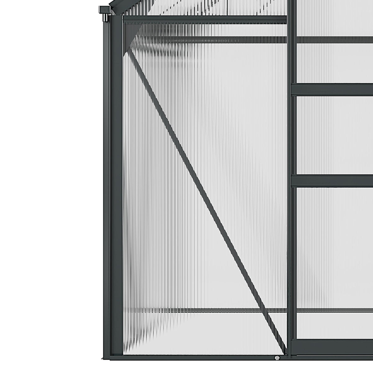 Outsunny 6' x 6' Polycarbonate Greenhouse with Rain Gutter and Roof Vent for Outdoor Garden, Gray - 845-058GY