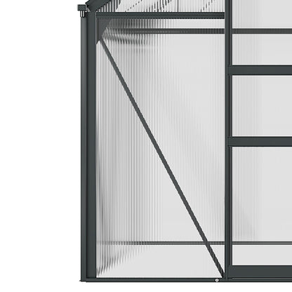 Outsunny 6' x 6' Polycarbonate Greenhouse with Rain Gutter and Roof Vent for Outdoor Garden, Gray - 845-058GY