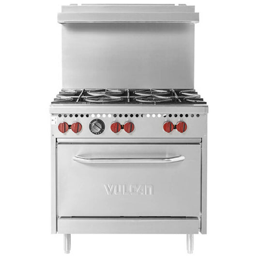 Vulcan SX36-6BP SX Series Liquid Propane Gas 6 Burner 36 Range with Standard Oven - 198 000 BTU - SX36-6BP