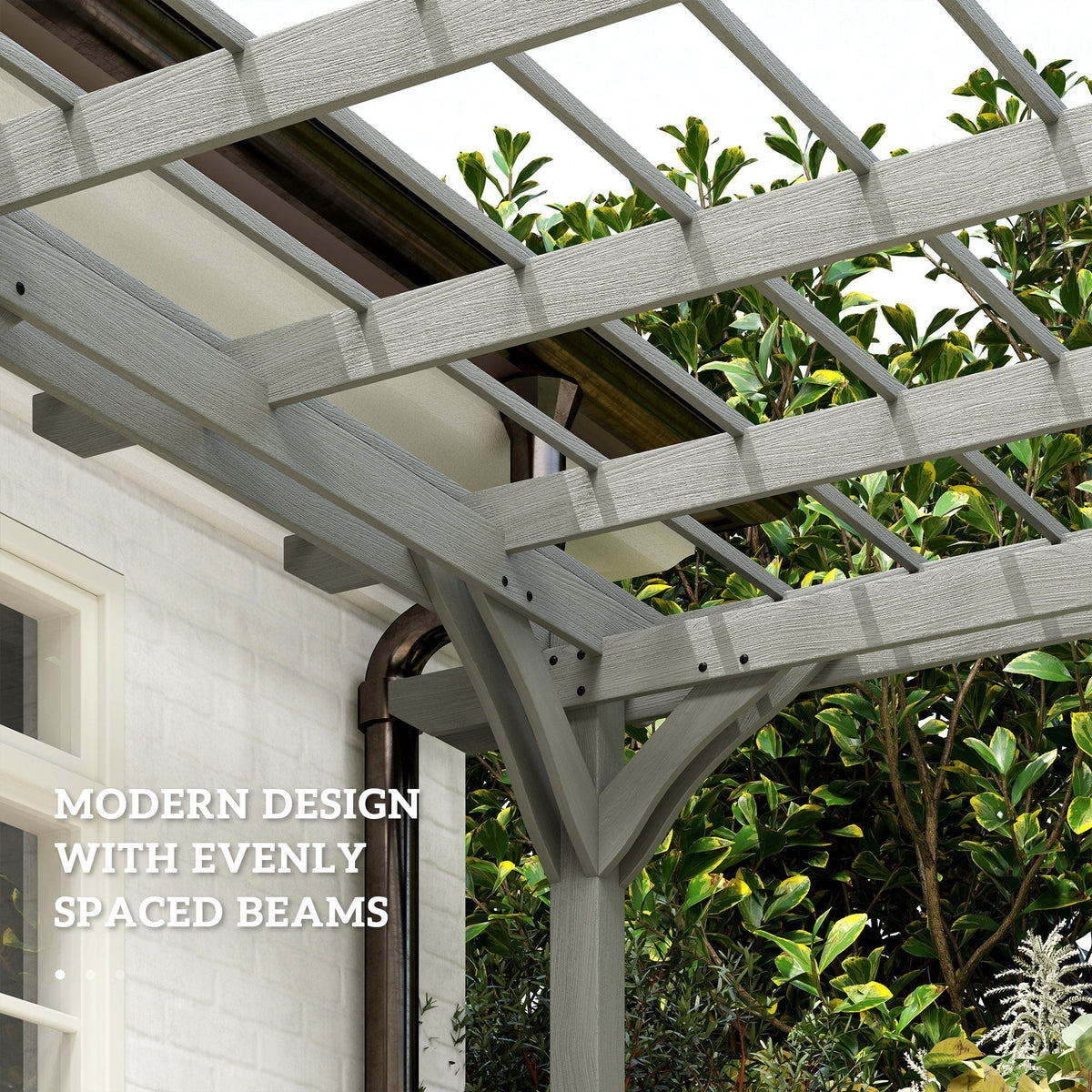 Outsunny 12' x 16' Wood Gazebo Pergola with Sturdy Frame for Climbing Plants, Gray - 84C-417V01GY