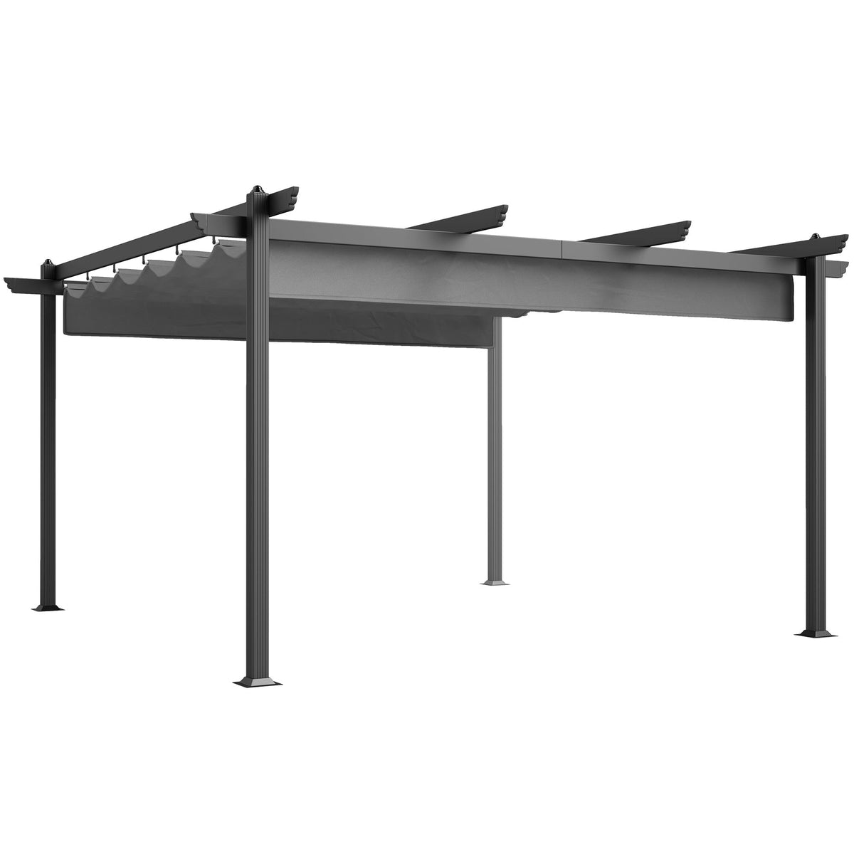 Outsunny 13' x 13' Aluminum Retractable Pergola Canopy, for Garden Patio Backyard Deck, Gray - 84C-567V00GY