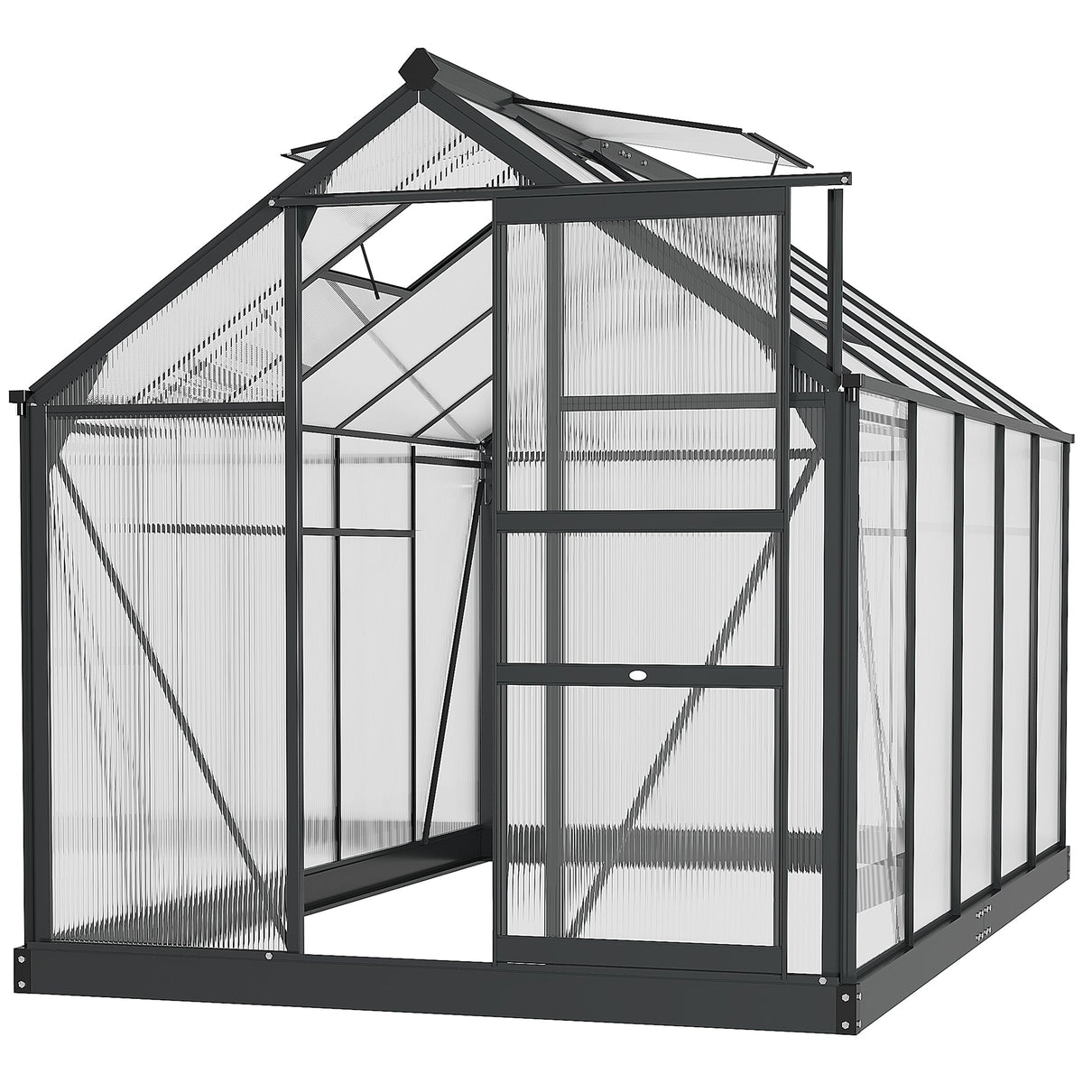 Outsunny BloomGreen 6' x 10' Greenhouse with Rain Gutter and Roof Vent Gray - 845-059V01GY