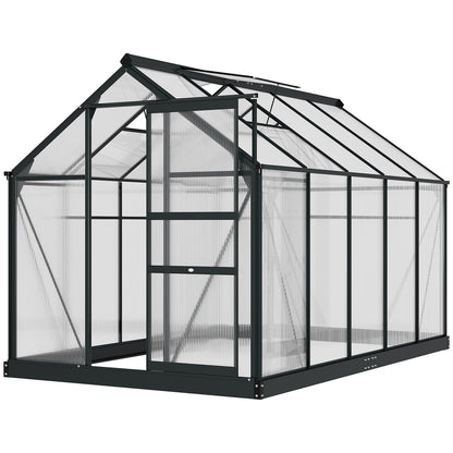 Outsunny BloomGreen 6' x 10' Greenhouse with Rain Gutter and Roof Vent Gray - 845-059V01GY